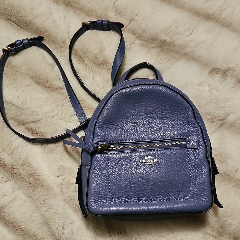 EUC Coach Light Blue Leather Mini Backpack with Elegant Design